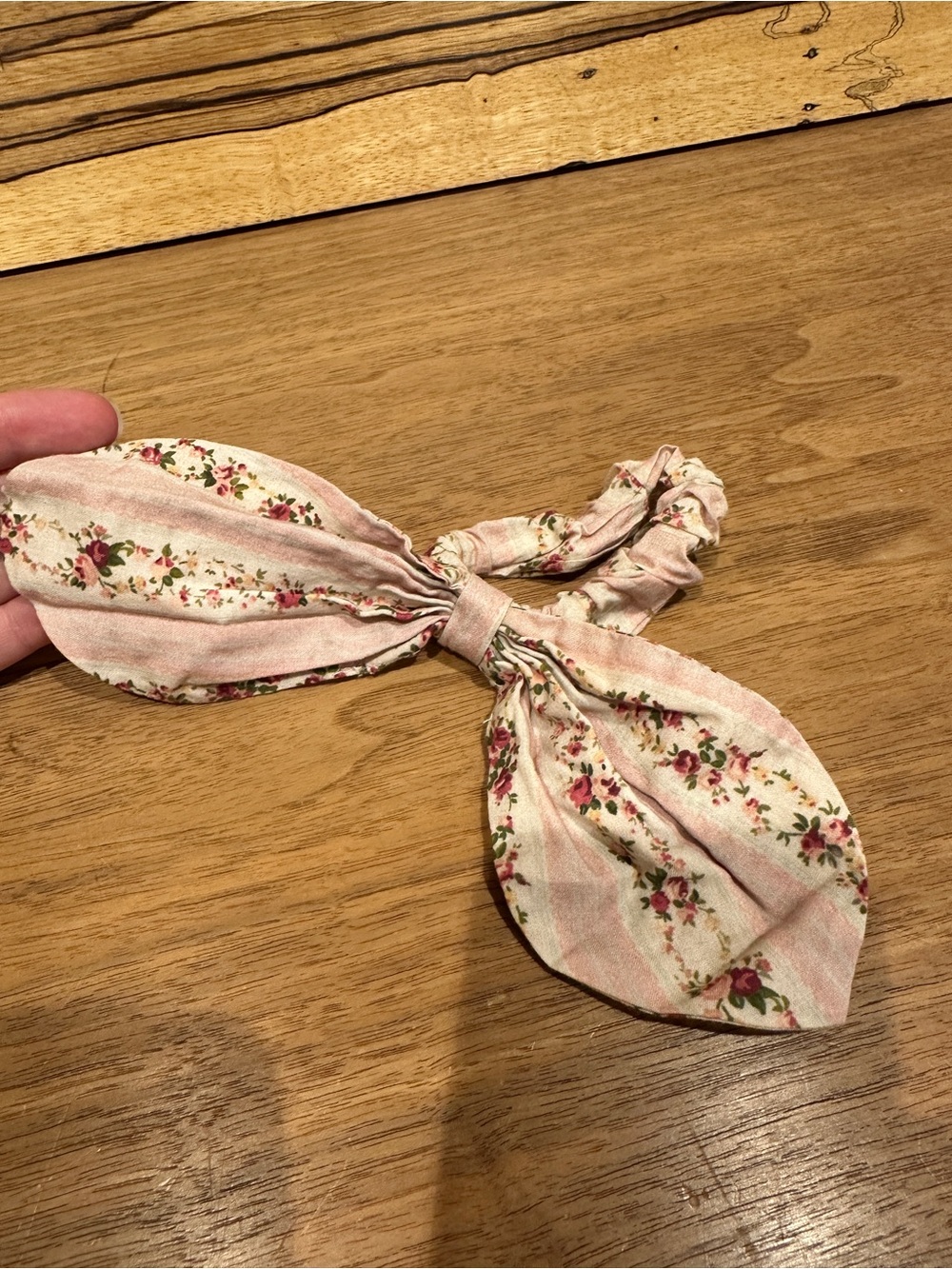 LoveShackFancy Floral Striped Bow Scrunchie O/S